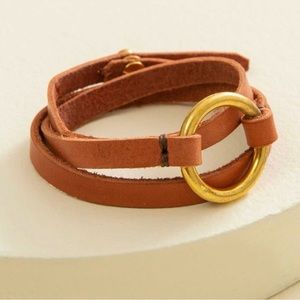NEW Noonday Collection Leather and Brass Encircled Wrap Bracelet with Gift Bag